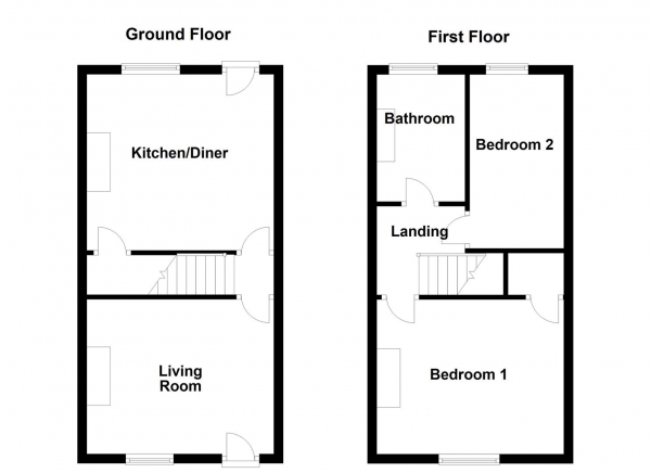 Floor Plan for 2 Bedroom Terraced House for Sale in Vicars Terrace, Allerton Bywater, Castleford, WF10, 2DJ -  &pound140,000