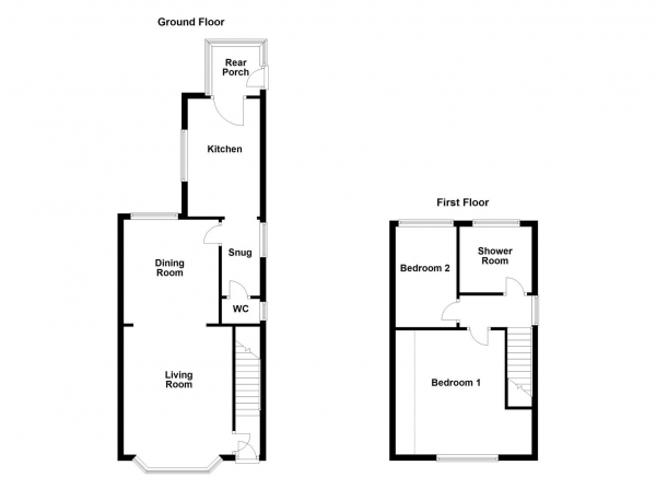 Floor Plan for 2 Bedroom Semi-Detached House for Sale in Airedale Road, Castleford, WF10, 3ED -  &pound145,000