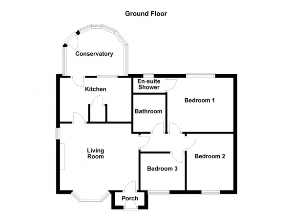 Floor Plan for 3 Bedroom Detached Bungalow for Sale in Clarkson Court, Normanton, WF6, 1NH -  &pound280,000