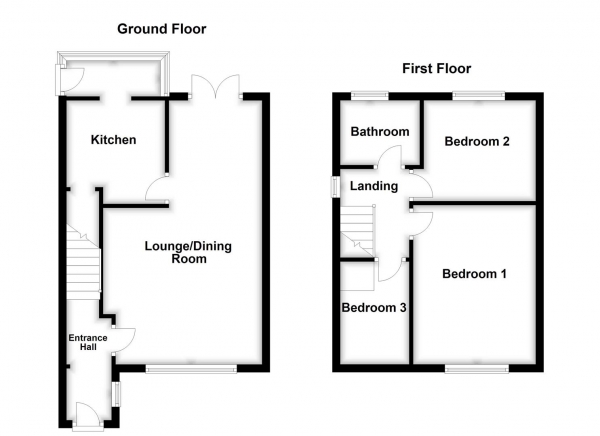 Floor Plan for 3 Bedroom Semi-Detached House for Sale in Priory Close, Altofts, Normanton, WF6, 2PT -  &pound230,000