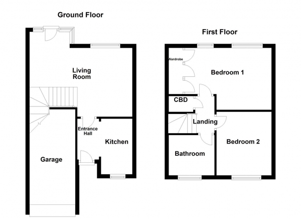 Floor Plan Image for 2 Bedroom Semi-Detached House for Sale in Marston Walk, Normanton