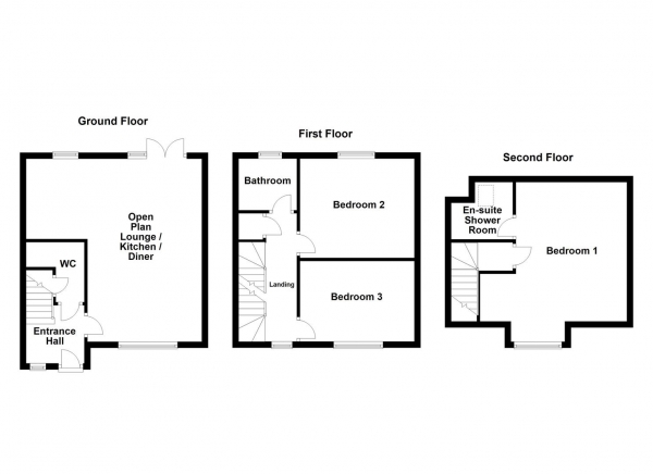 Floor Plan Image for 3 Bedroom Town House for Sale in The Wharf, Knottingley