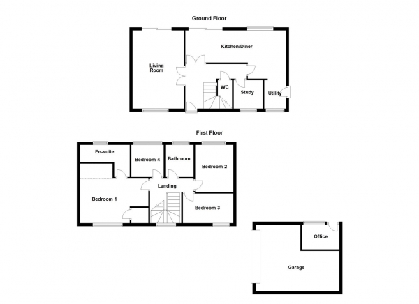 Floor Plan for 4 Bedroom Detached House for Sale in Gabriels Corner, Ackworth, Pontefract, WF7, 7SZ -  &pound425,000