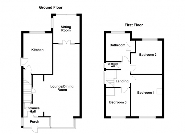 Floor Plan for 3 Bedroom Semi-Detached House for Sale in Ash Tree Grove, Kippax, Leeds, LS25, 7QA -  &pound259,995