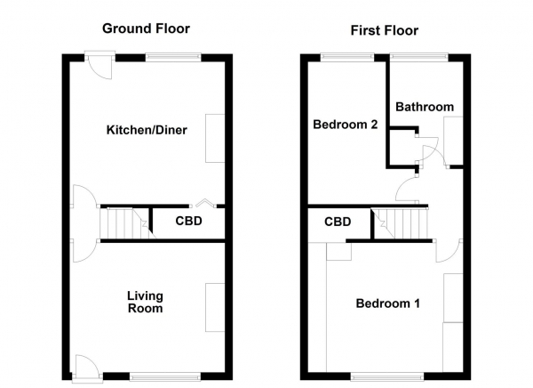 Floor Plan for 2 Bedroom Terraced House for Sale in Carlton Street, Normanton, WF6, 2EH -  &pound110,000