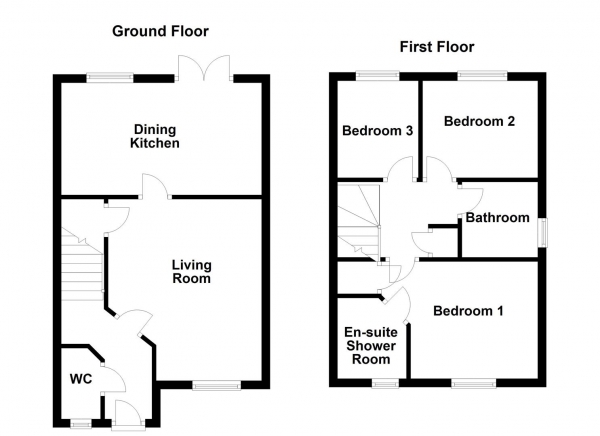 Floor Plan for 3 Bedroom Semi-Detached House for Sale in Friarwood Avenue, Pontefract, WF8, 1AY -  &pound226,000