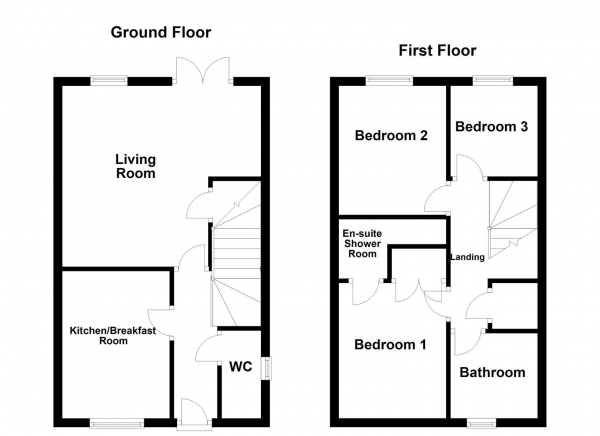 Floor Plan for 3 Bedroom Town House for Sale in Chester Court, Hemsworth, Pontefract, WF9, 4TS -  &pound175,000