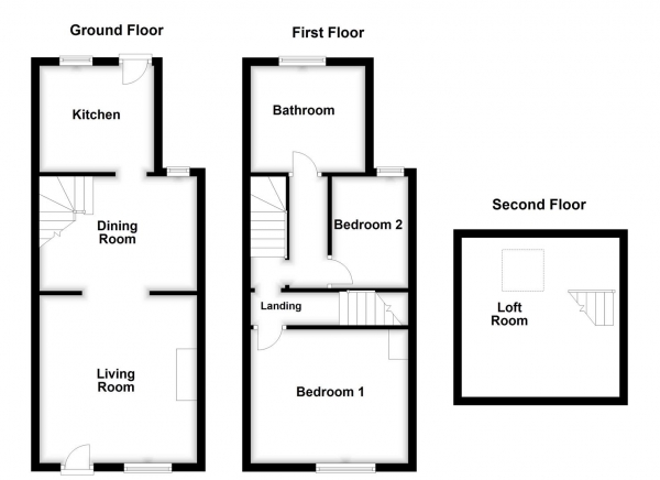 Floor Plan for 2 Bedroom Terraced House for Sale in Oak Road, Shafton, S72, 8QF - Guide Price &pound110,000