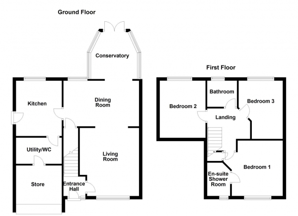 Floor Plan Image for 3 Bedroom Detached House for Sale in Rose Farm Rise, Altofts, Normanton