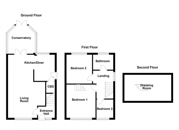 Floor Plan Image for 3 Bedroom Detached House for Sale in Springfield Avenue, Pontefract