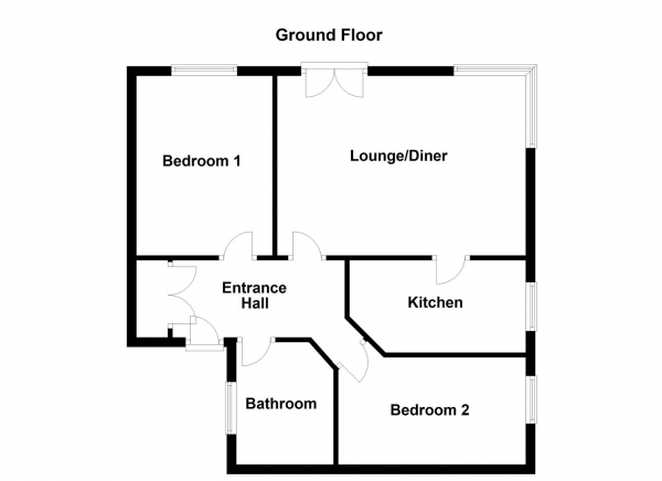 Floor Plan Image for 2 Bedroom Terraced Bungalow for Sale in Fairway Gardens, Normanton