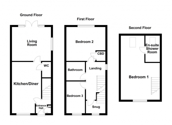 Floor Plan Image for 3 Bedroom Semi-Detached House for Sale in Alder Crescent, Normanton