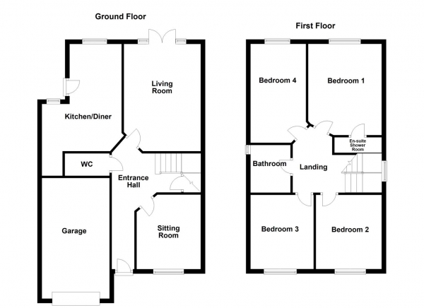 Floor Plan Image for 4 Bedroom Link Detached House for Sale in Hillcrest Mount, Castleford