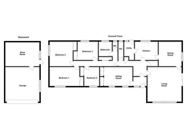 Floor Plan Image for 4 Bedroom Detached Bungalow for Sale in Church Lane, Cawthorne, Barnsley, S75 4DW