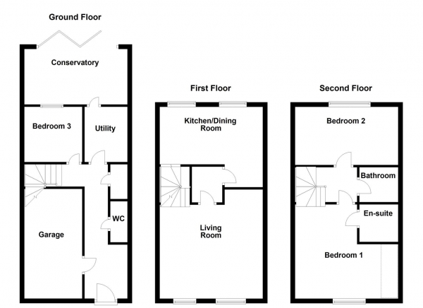 Floor Plan Image for 3 Bedroom Town House for Sale in Madison Close, Ackworth, Pontefract