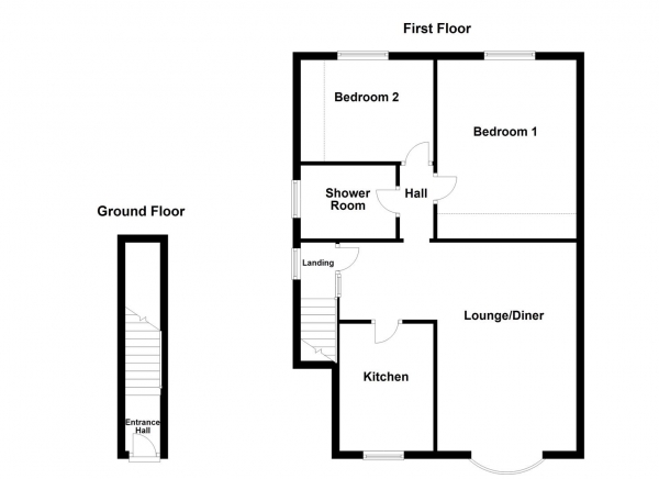 Floor Plan for 2 Bedroom Property for Sale in Mill Hill Lane, Pontefract, WF8, 4JA - Guide Price &pound130,000