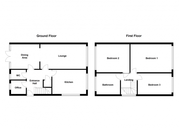 Floor Plan for 3 Bedroom Semi-Detached House for Sale in Tenterfield Road, Ossett, WF5, 0RU - Guide Price &pound240,000