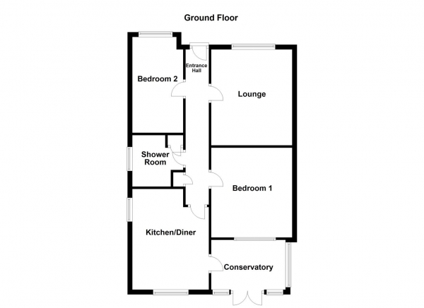Floor Plan for 2 Bedroom Detached Bungalow for Sale in Millfields, Ossett, WF5, 8HE - Guide Price &pound250,000