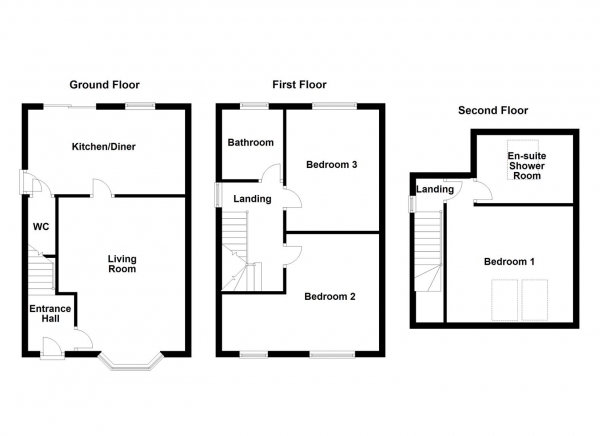 Floor Plan for 3 Bedroom Semi-Detached House for Sale in Kingsway, Ossett, WF5, 8DQ - Guide Price &pound275,000