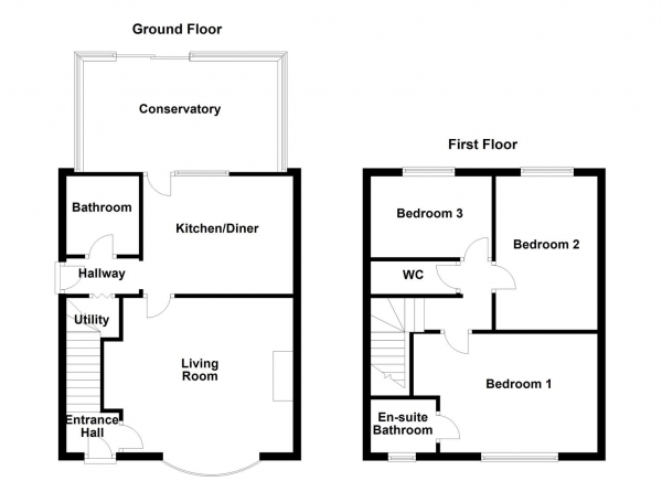 Floor Plan for 3 Bedroom Semi-Detached House for Sale in Nellgap Avenue, Middlestown, Wakefield, WF4, 4PJ -  &pound185,000