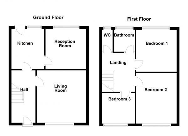 Floor Plan for 3 Bedroom Town House for Sale in Headlands Road, Ossett, WF5, 8HU - Guide Price &pound165,000