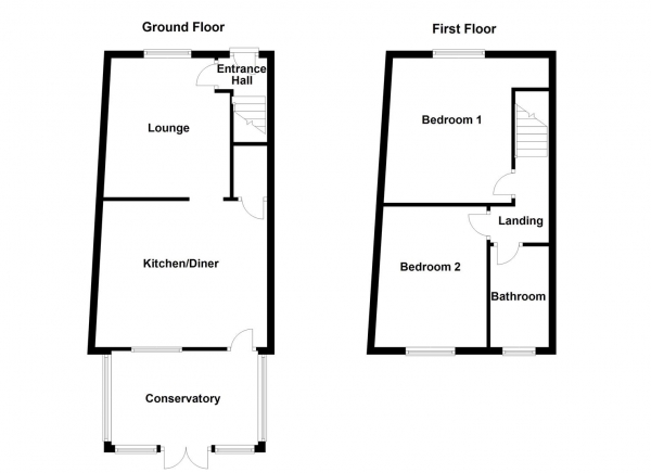 Floor Plan for 2 Bedroom Terraced House for Sale in Junction Lane, Ossett, WF5, 0HA - Guide Price &pound140,000