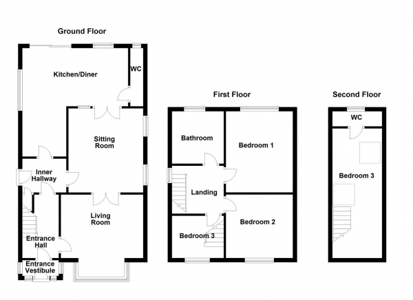 Floor Plan Image for 3 Bedroom Detached House for Sale in Bywell Road, Dewsbury