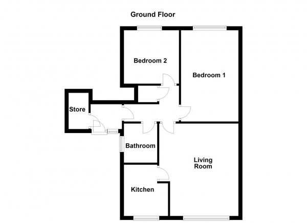Floor Plan for 2 Bedroom Ground Flat for Sale in Green Park Avenue, Ossett, WF5, 0AY -  &pound110,000