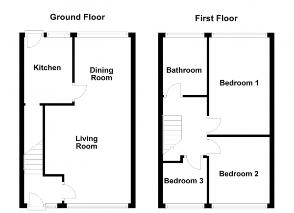 Floor Plan Image for 3 Bedroom Town House for Sale in Healey Drive, Ossett