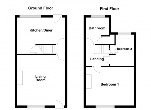 Floor Plan Image for 2 Bedroom Terraced House for Sale in Broomcroft Road, Ossett, WF5 8LH