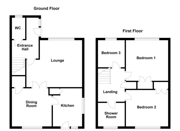 Floor Plan Image for 3 Bedroom Semi-Detached House for Sale in Kingsway Close, Ossett