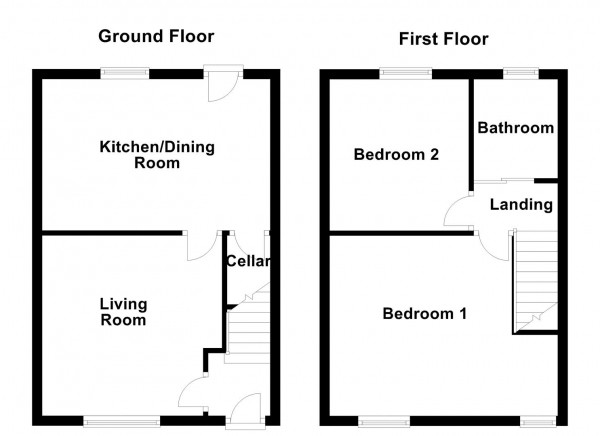 Floor Plan Image for 2 Bedroom Terraced House for Sale in Netherton Lane, Netherton, WF4 4HJ