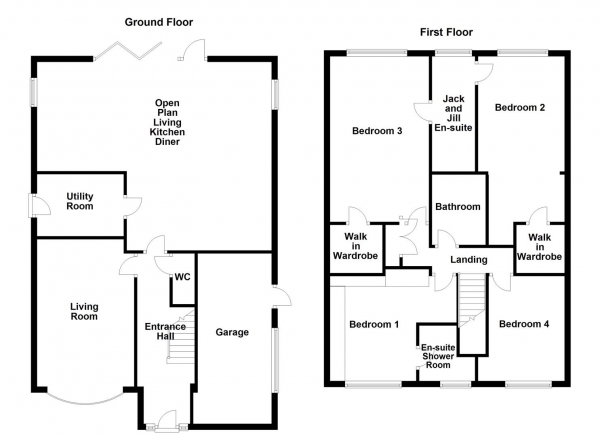 Floor Plan Image for 4 Bedroom Property for Sale in Brookfields, Netherton, Wakefield