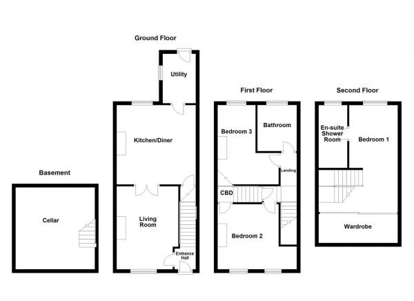 Floor Plan Image for 3 Bedroom Terraced House for Sale in Ryecroft Street, Ossett