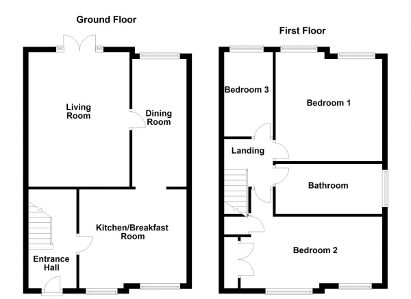 Floor Plan Image for 3 Bedroom Semi-Detached House for Sale in Parklands, Ossett, Wakefield