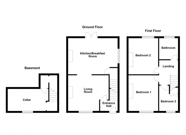 Floor Plan Image for 3 Bedroom End of Terrace House for Sale in Cross Ryecroft Street, Ossett