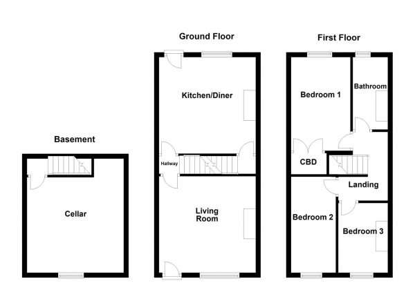 Floor Plan Image for 3 Bedroom Terraced House for Sale in Commonside, Batley