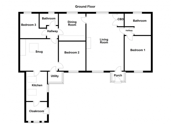 Floor Plan Image for 3 Bedroom Terraced Bungalow for Sale in Chapel Row, Grange Moor, Wakefield