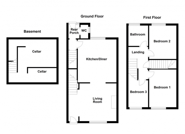 Floor Plan Image for 3 Bedroom End of Terrace House for Sale in Travis Lacey Terrace, Dewsbury