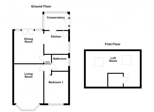 Floor Plan Image for 1 Bedroom Semi-Detached Bungalow for Sale in Glebe Gate, Dewsbury