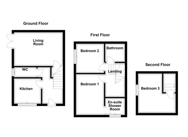 Floor Plan Image for 3 Bedroom Town House for Sale in Moorcroft., Ossett