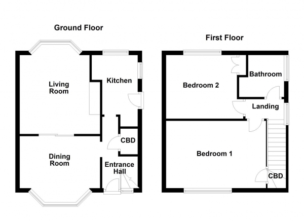 Floor Plan Image for 2 Bedroom Semi-Detached House for Sale in Doubting Road, Thornhill