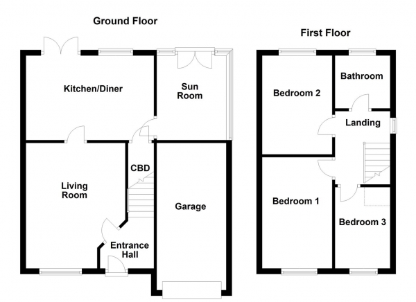 Floor Plan Image for 3 Bedroom Semi-Detached House for Sale in Crown Flatt Way, Dewsbury