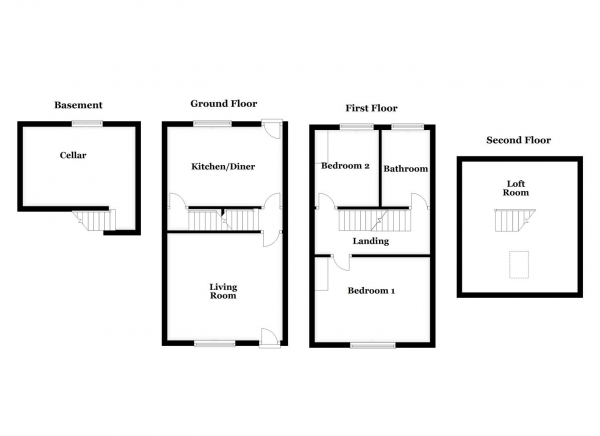 Floor Plan Image for 2 Bedroom Terraced House for Sale in Cromwell Place, Ossett