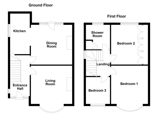 Floor Plan for 3 Bedroom Semi-Detached House for Sale in Kingsway, Ossett, WF5, 8DE - Offers Over &pound285,000