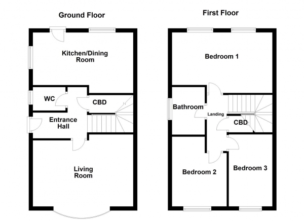 Floor Plan Image for 3 Bedroom Semi-Detached House for Sale in Cavewell Close, Ossett, WF5