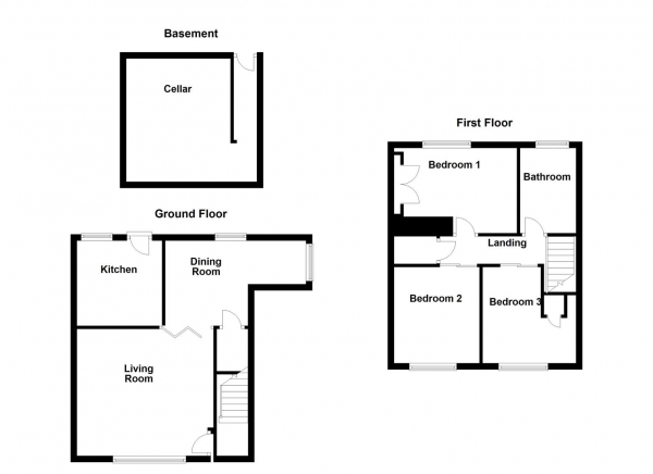 Floor Plan Image for 3 Bedroom End of Terrace House for Sale in Chestnut Terrace, Dewsbury