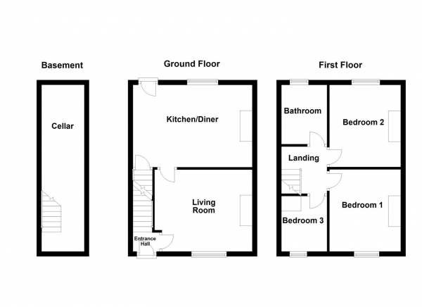 Floor Plan Image for 3 Bedroom Terraced House for Sale in Leeds Road, Dewsbury