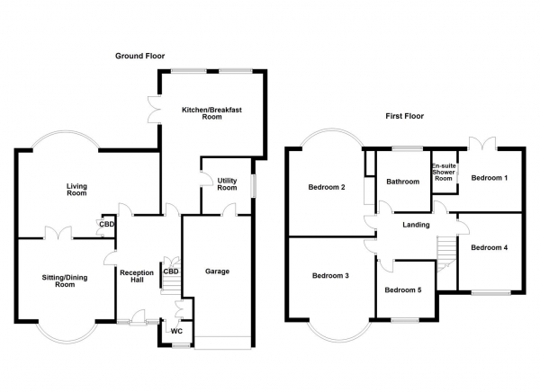 Floor Plan for 5 Bedroom Detached House for Sale in Valley Road, Thornhill, Dewsbury, WF12, 0JY -  &pound489,000