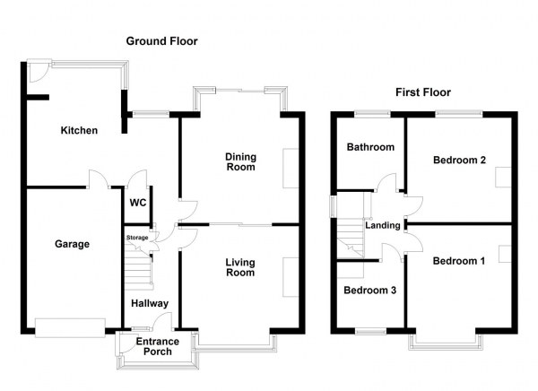 Floor Plan Image for 3 Bedroom Semi-Detached House for Sale in Ullswater Road, Dewsbury